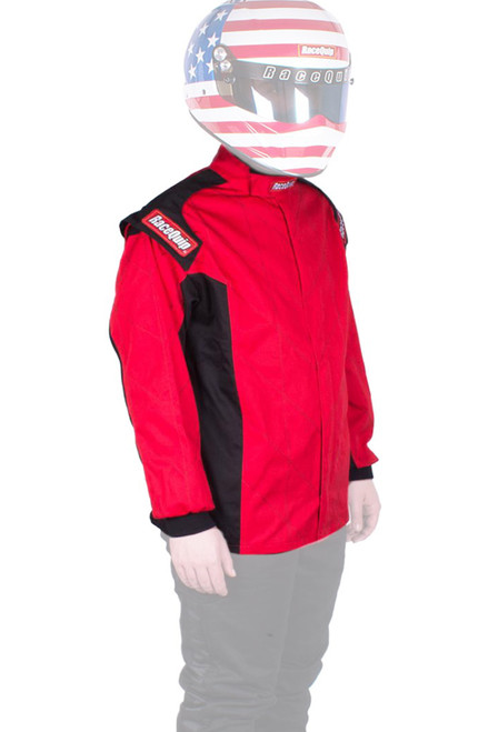 Racequip 131917RQP Chevron-1 FRC Driving Jacket, SFI 3.2A/1, Single Layer, Fire Retardant Cotton, Red, 2X-Large, Each
