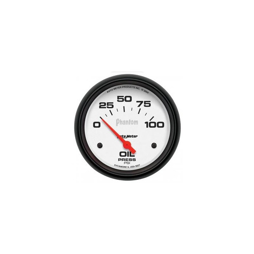AutoMeter 5827 2-5/8 in. Oil Pressure, 0-100 PSI, Air-Core, Phantom Gauge, White