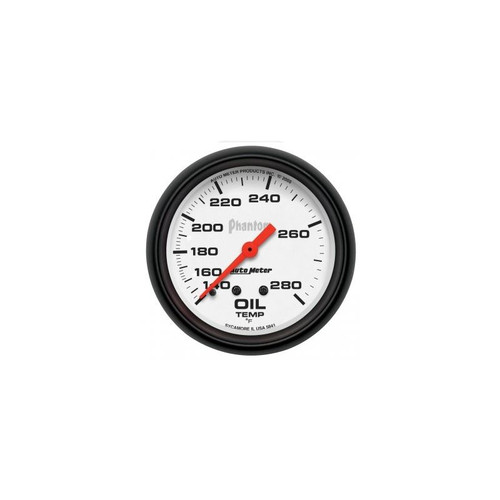 AutoMeter 5841 2-5/8 in. Oil Temperature, 140-280 F, 6 ft., Mechanical, Phantom Gauge, White