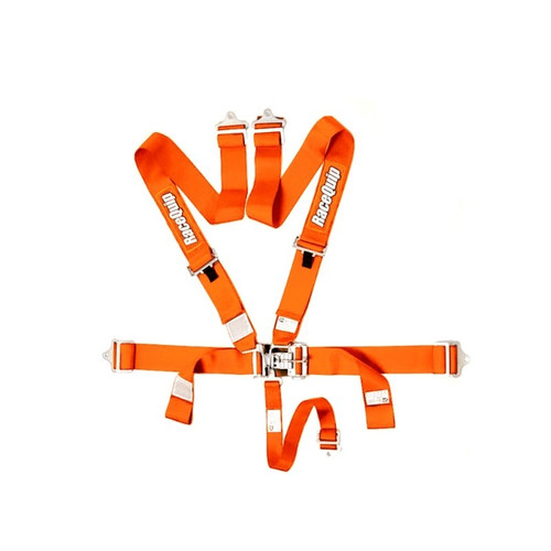 Racequip 711041RQP Harness, 5 Point, Latch and Link, SFI 16.1, Pull Down Adjust, Bolt-On / Wrap Around, Individual Harness, Orange, Kit