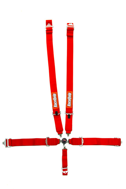 Racequip 741011RQP Harness, Sportsman, 5 Point, Camlock, SFI 16.1, Pull Down Adjust, Bolt-On / Wrap Around, Individual Harness, Red, Kit