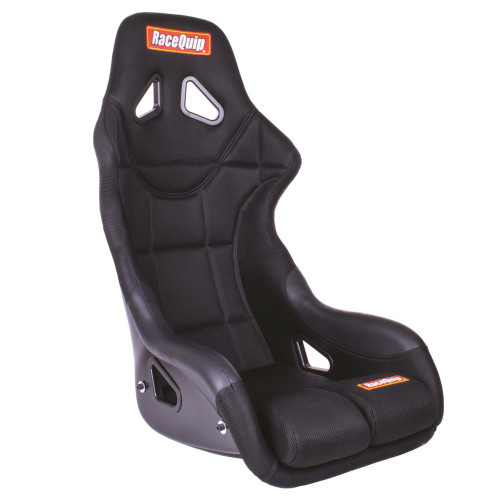 Racequip 96663369RQP Seat, Non-Reclining, FIA Approved, 15 in Wide, Side Bolsters, Harness Openings, Fiberglass Composite, Fabric, Black, Each