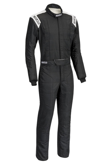 Sparco 001141B62NRBI Driving Suit, Conquest 2.0, 1-Piece, SFI 3.2A/5, Dual Layer, Fire Retardant Cotton, Boot Cut, Black / White, Size 62, X-Large / 2X-Large, Each