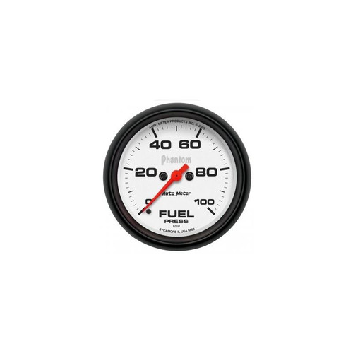 AutoMeter 5863 2-5/8 in. Fuel Pressure, 0-100 PSI, Stepper Motor, Phantom Gauge, White