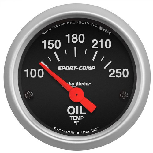 AutoMeter 3347 Oil Temperature, 2 1/16 in. Sport Comp Gauge, 100-250 Degree F, Electric, Black