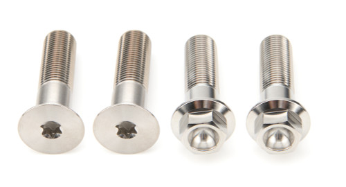 Ti22 Performance TIP1083 Spindle Fastener, Bolt, 1/2-20 in Thread, Two 2.100 in Long Hex Head Bolts, Two 2.000 in Long Countersunk Torx Head Bolts, Titanium, Natural, Kit