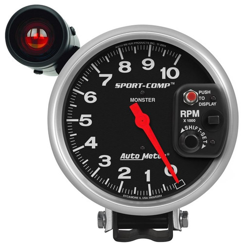 AutoMeter 3904 5 in. Pedestal Tachometer, 0-10,000 RPM, Sport Comp, Black