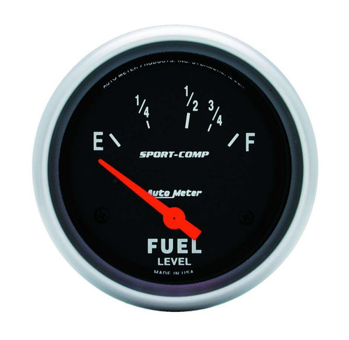 AutoMeter 3518 2-5/8 in. Fuel Level Gauge, 16-158 ohms, Air-Core, Sport Comp, Black