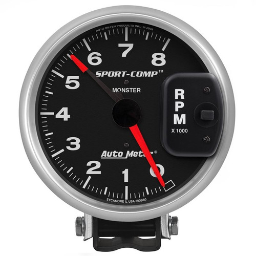 AutoMeter 3980 5 in. Pedestal Tachometer, 0-8,000 RPM, Sport Comp, Black