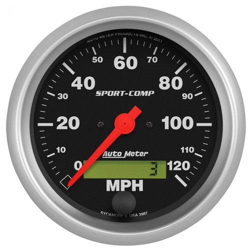 AutoMeter 3987 3-3/8 in. Speedometer, 0-120 MPH, Electric, Sport Comp, Black