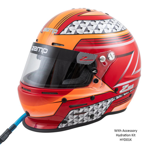 Zamp H764C35M RZ-62 Helmet, Closed Face, Snell SA2020, Head and Neck Support Ready, Gloss Red/Orange, Medium, Each