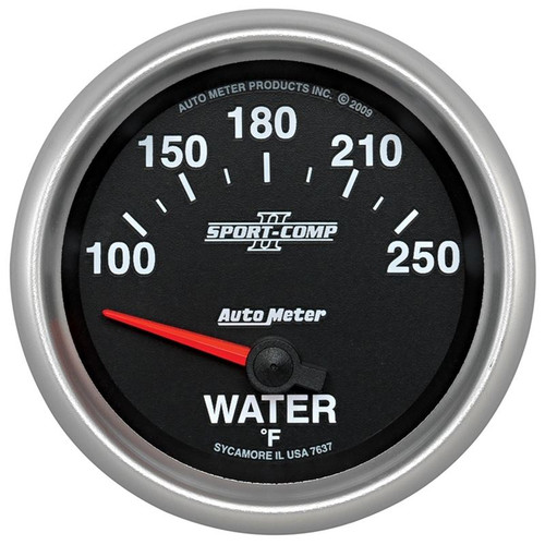 AutoMeter 7637 2-5/8 in. Water Temperature Gauge, 100-250 F, Air-Core, Sport Comp II, Black