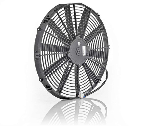 Be-Cool Radiators 75058 Electric Cooling Fan, Euro Black Thin Line, 16 in Fan, Puller, 1300 CFM, 12V, Straight Blade, 16 x 16 in, 2 in Thick, Plastic, Each