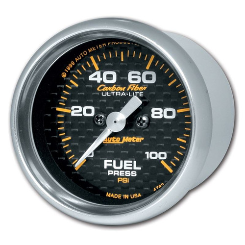 AutoMeter 4763 2-1/16 in. Fuel Pressure Gauge, 0-100 PSI, Stepper Motor, Carbon Fiber