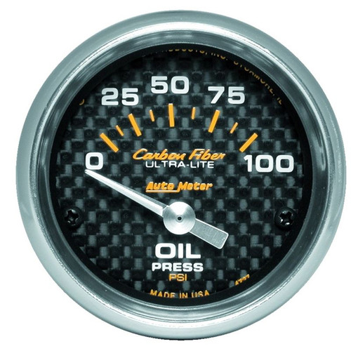 AutoMeter 4727 2-1/16 in. Oil Pressure Gauge, 0-100 PSI, Air-Core, Carbon Fiber