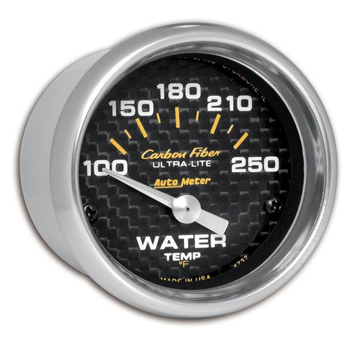 AutoMeter 4737 2-1/16 in. Water Temperature Gauge, 100-250 F, Air-Core, Carbon Fiber