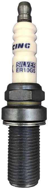 Brisk Racing Spark Plugs ER10GS Spark Plug, Silver Racing, 14 mm Thread, 26.1 mm Reach, Heat Range 10, Gasket Seat, Resistor, Each