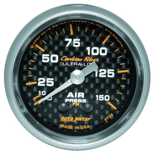 AutoMeter 4720 2-1/16 in. Air Pressure Gauge, 0-150 PSI, Mechanical, Carbon Fiber