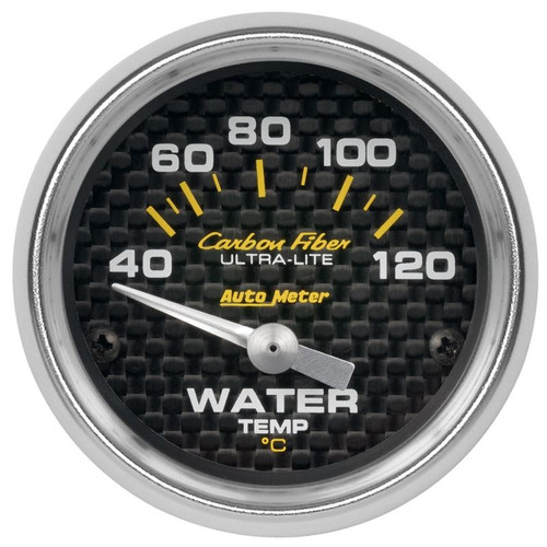 AutoMeter 4737-M 2 1/16 in. Water Temperature Gauge,40-120 C, Air-Core, Carbon Fiber