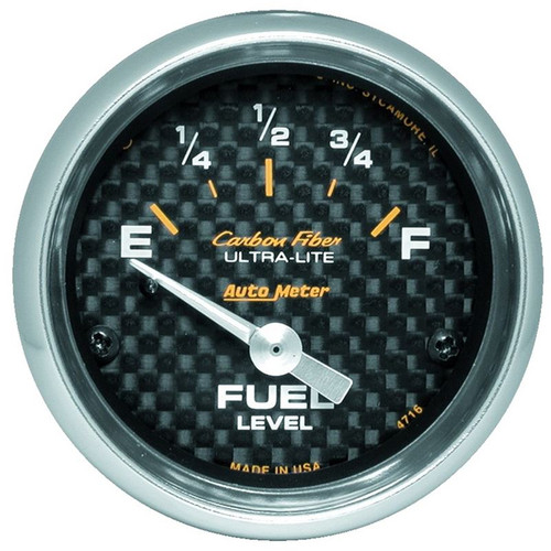 AutoMeter 4716 2-1/16 in. Fuel Level Gauge, 240-33 ohms, Air-Core, SSE, Carbon Fiber