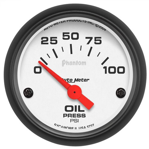 AutoMeter 5727 2-1/16 in. Oil Pressure Gauge, 0-100 PSI, Air-Core, Phantom, White