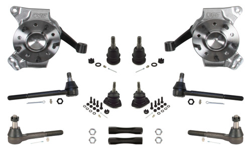 Detroit Speed Engineering 032091DS Spindle, Lowered 2.5 in, Driver / Passenger Side, Tie Rods / Steering Arm / Ball Joints / Hardware Included, Aluminum, Natural, GM Fullsize Truck 1971-72, Kit