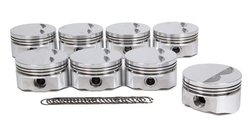 DSS Racing 8700-4000 Piston, E Series, Forged, 4.000 in Bore, 5/64 x 5/64 x 3/16 in Ring Grooves, Minus 5.00 cc, Small Block Chevy, Set of 8