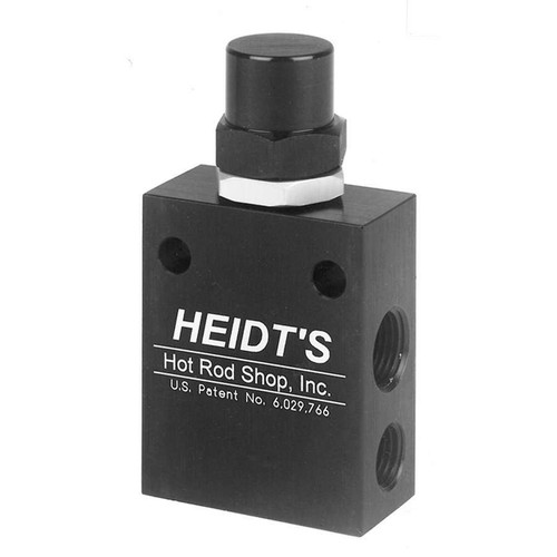 Heidts Rod Shop PS-101 Proportioning Valve, 3/8 in Inverted Flare Female Inlet, Outlet 3/8 in Inverted Flare Female, Adjustable 100-1000 psi, Knob Type, Aluminum, Black Anodized, Kit