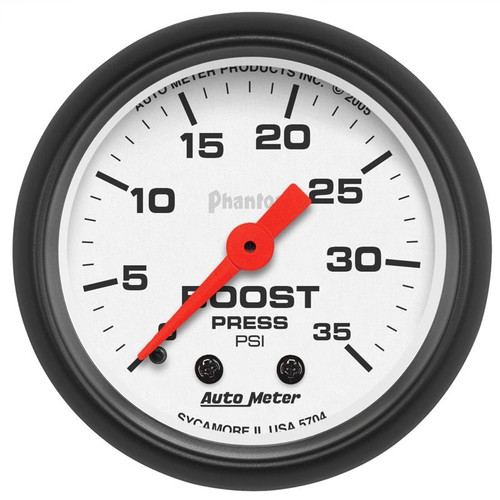 AutoMeter 5704 2-1/16 in. Boost Gauge, 0-35 PSI, Mechanical, Phantom, White