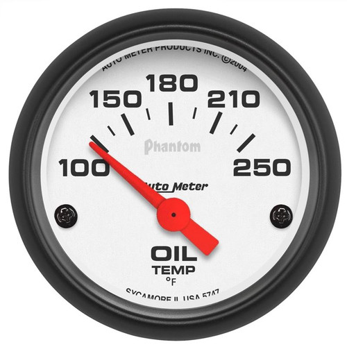 AutoMeter 5747 2-1/16 in. Oil Temperature Gauge, 100-250 F, Air-Core, Phantom, White