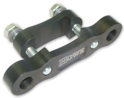 Howe 30781 Clevis, Clamp-On, IMCA Approved, Adjustable, Billet Steel, Black Anodized, Rod End to 2 in Square or Rectangle Tubing, Kit