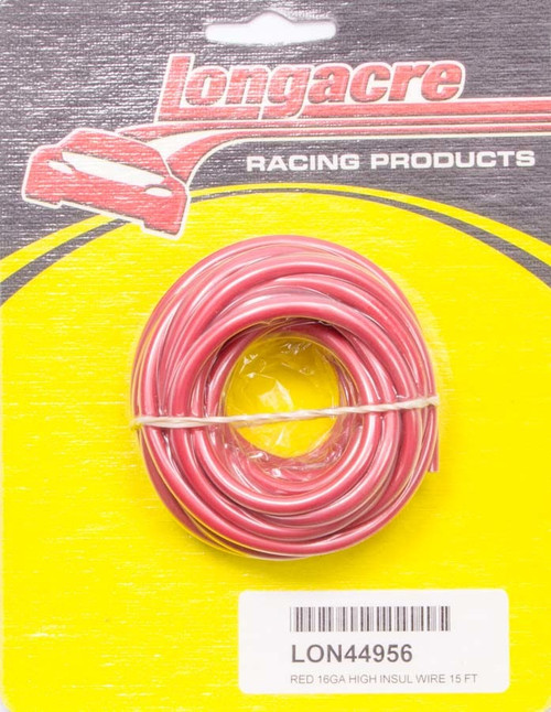 Longacre 52-44956 Wire, 16 Gauge, 15 ft Roll, Silicone Insulation, Copper, Red, Each