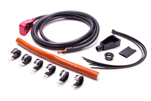 Longacre 52-48000 Battery Cable, 2 Gauge, 10 ft, Pre-Soldered Terminals, Ties / Clamps / Insulation Included, Copper, Black, Kit