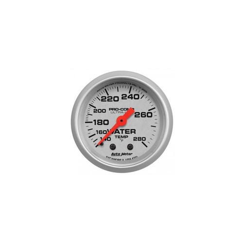 AutoMeter 4331 2-1/16 in. Water Temperature Gauge, 140-280 F, Mechanical, Ultra Lite, Silver