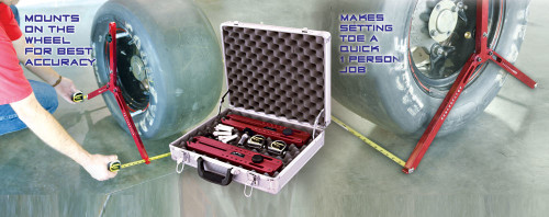 Longacre 52-79630 Toe Setting Tool, QuickToe, Magnetic, 12-17 in Wheels, 2 Tape Measures / Carrying Case Included, Kit