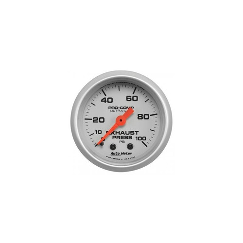 AutoMeter 4326 2-1/16 in. Exhaust Pressure Gauge, 0-100 PSI, Mechanical, Ultra Lite, Silver