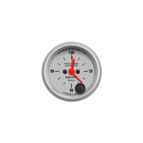 AutoMeter 4385 2-1/16 in. Clock Gauge, 12 Hour, Ultra Lite, Silver