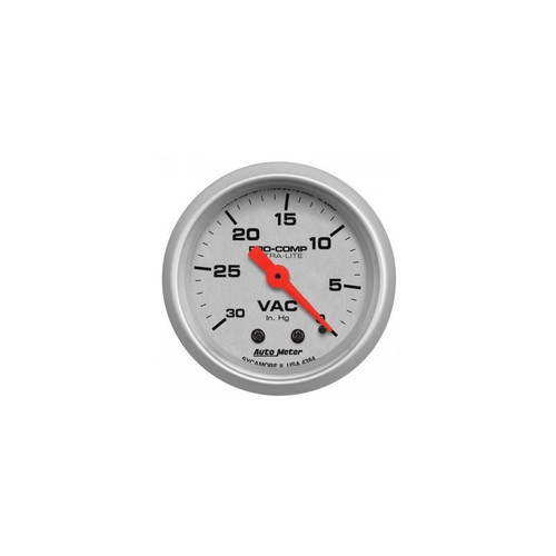 AutoMeter 4384 2-1/16 in. Vacuum Gauge, 0-30 In HG, Ultra Lite, Silver