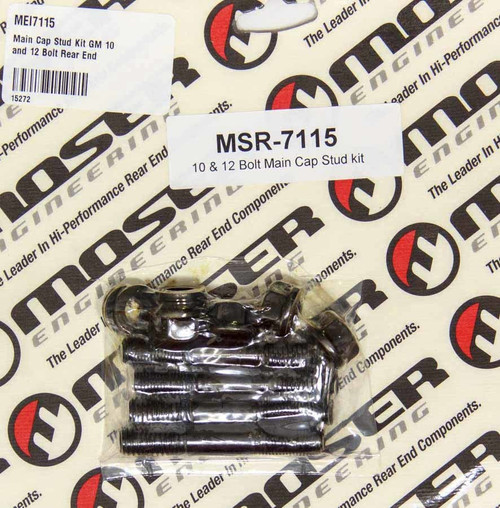 Moser Engineering 7115 Differential Stud Main Cap, 7/16-14 and 7/16-20 in Thread, 3.000 in Long, Chromoly, Black Oxide, GM 10-Bolt / 12-Bolt, Kit