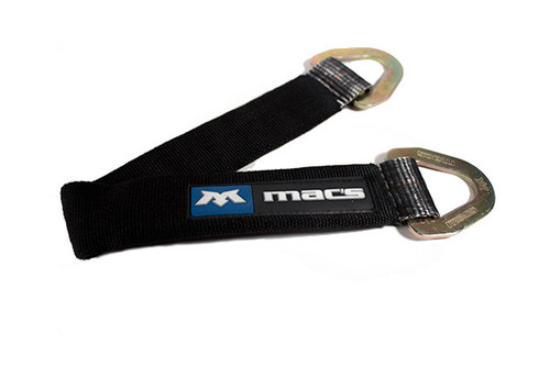 Macs Custom Tie-Downs 121740 Axle Strap, 2 in Wide, 40 in Long, 10000 lb Capacity, Delta Rings, Sleeved, Polyester, Black, Each