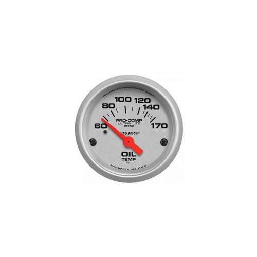 AutoMeter 4348-M 2-1/16 in. Oil Temperature Gauge, 60-170 C, Air-Core, Ultra Lite, Silver