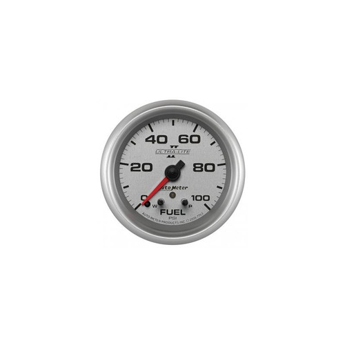 AutoMeter 7763 2-5/8 in. Fuel Pressure Gauge, W/ Peak and Warn, 0-100 PSI, Stepper Motor, Ultra Lite II, Silver