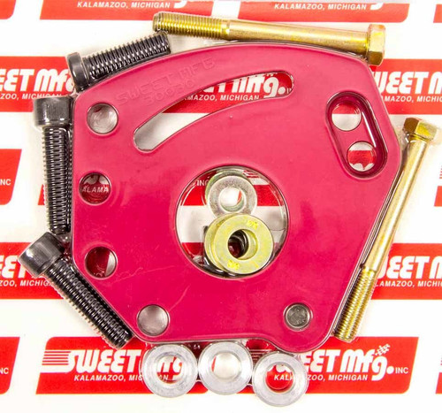 Sweet 325-30030 Power Steering Pump Bracket, Driver Side, Head Mount, Billet Aluminum, Red Anodized, Small Block Chevy, Kit