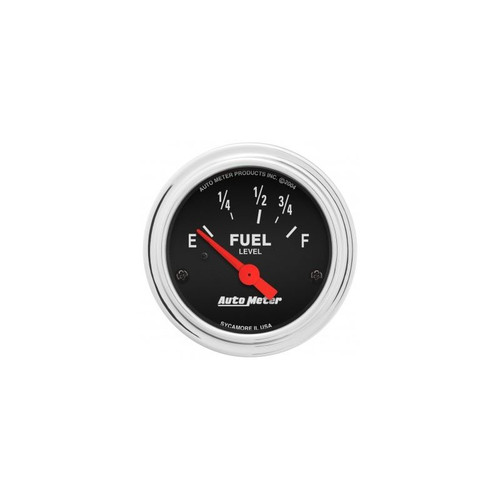 AutoMeter 2515 2-1/16 in. Fuel Level Gauge, 73-10 ohms, Air-Core, Trad. Chrome, Black