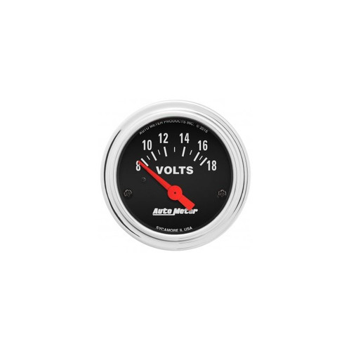 AutoMeter 2592 2-1/16 in. Voltmeter, 8-18V, Air-Core, Traditional Chrome, Black