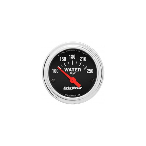 AutoMeter 2532 2-1/16 in. Water Temperature Gauge, 100-250 F, Air-Core, Traditional Chrome, Black