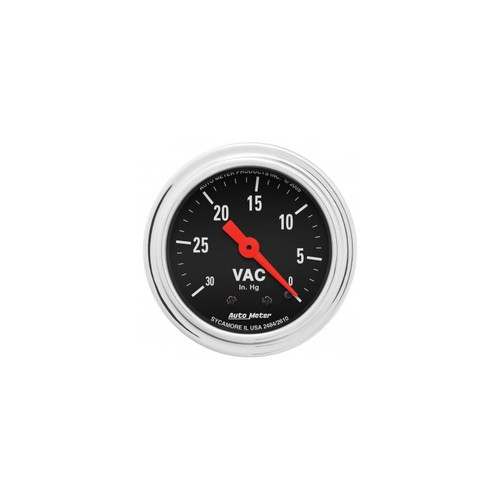 AutoMeter 2484 2-1/16 in. Vacuum Gauge, 0-30 In HG, Traditional Chrome, Black