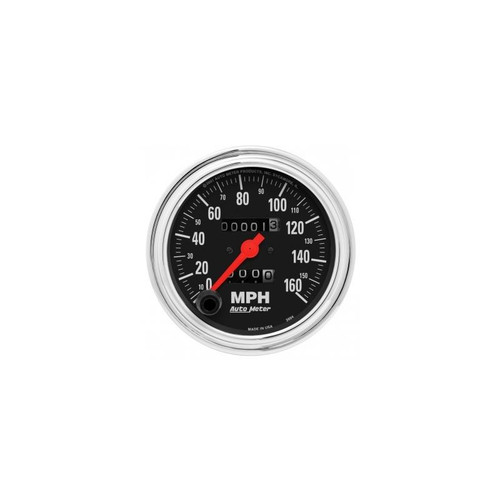 AutoMeter 2494 3-3/8 in. Speedometer, 0-160 MPH, Mechanical, Traditional Chrome, Black