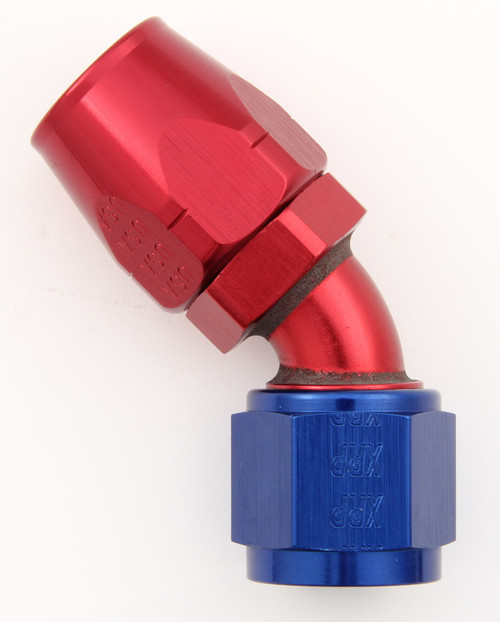 XRP-Xtreme Racing Prod. 104504 Fitting, Hose End, 45 Degree, 4 AN Hose to 4 AN Female, Aluminum, Blue / Red Anodized, Each