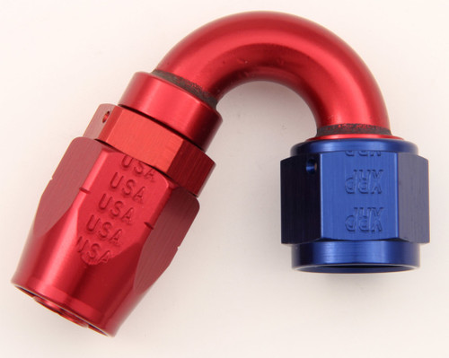XRP-Xtreme Racing Prod. 215012 Fitting, Hose End, 150 Degree, 12 AN Hose to 12 AN Female, Double Swivel, Aluminum, Blue / Red Anodized, Each